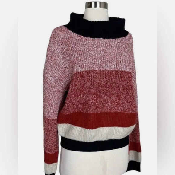 Callahan Women’s Nathalee Striped Fomdover Neckline Sweater in Black and… - Picture 1 of 9
